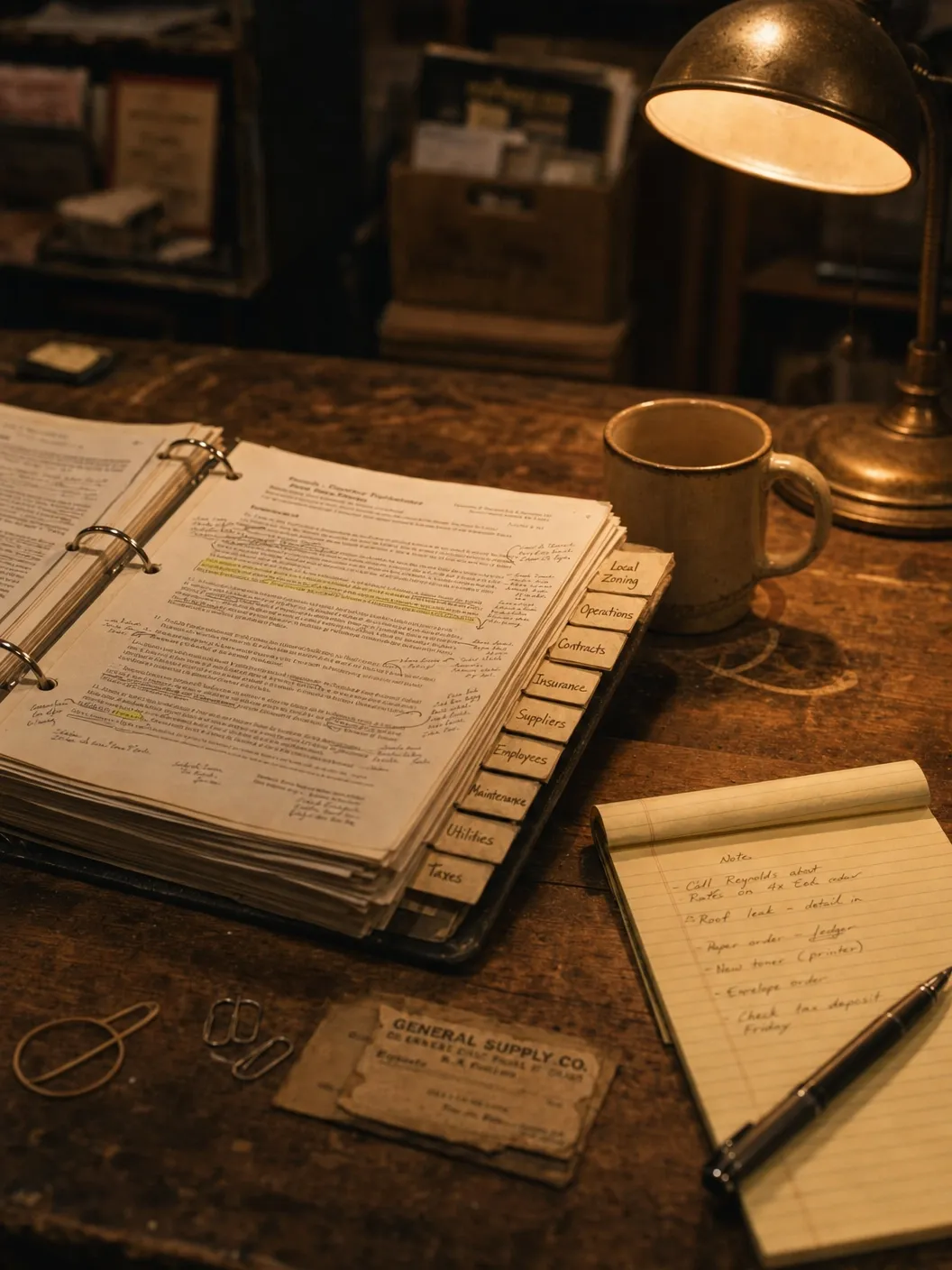 Business records organized for a buyer's review